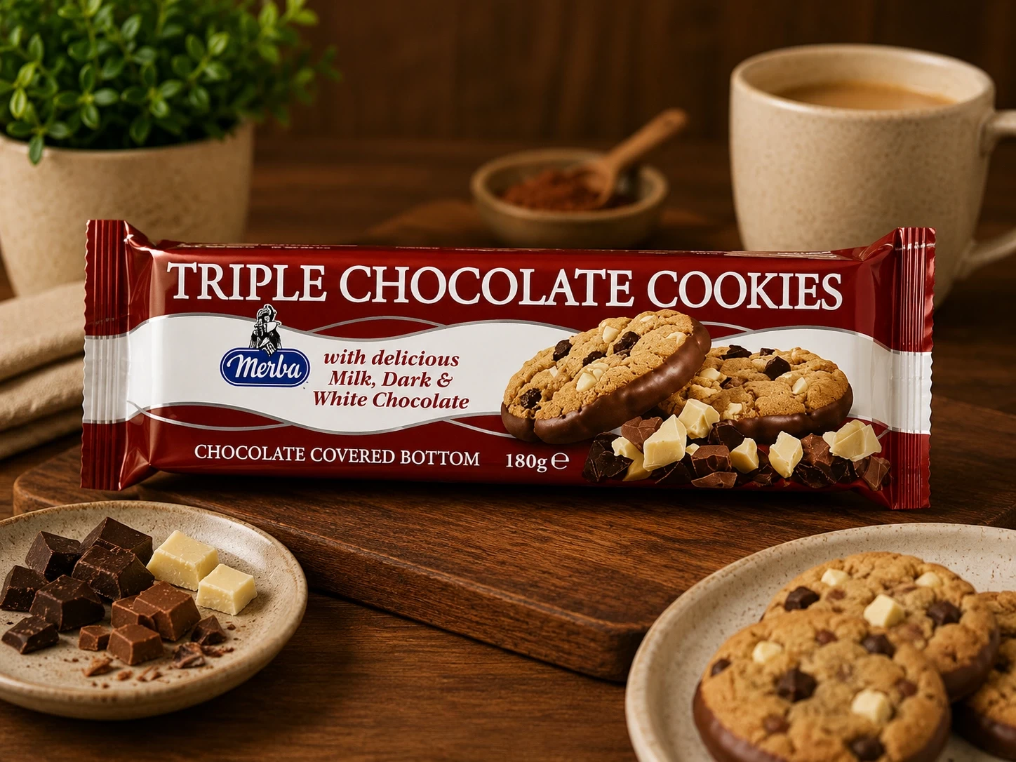 Merba Triple Chocolate Cookies 180g – Premium Dutch Chocolate Chunk Cookies in Lagos Nigeria
