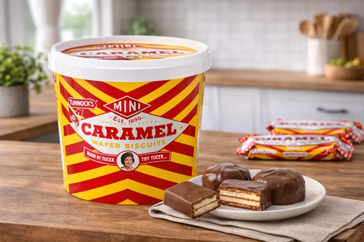 Tunnock’s Mini Caramel Wafers Tub – Chocolate Covered Caramel Wafer Bites | Buy in Lagos, Abuja & Nigeria