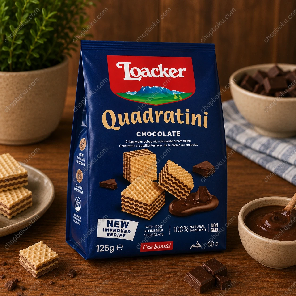 Loacker Quadratini Chocolate Wafer Cubes 125g – Premium Italian Chocolate Wafers in Lagos Nigeria